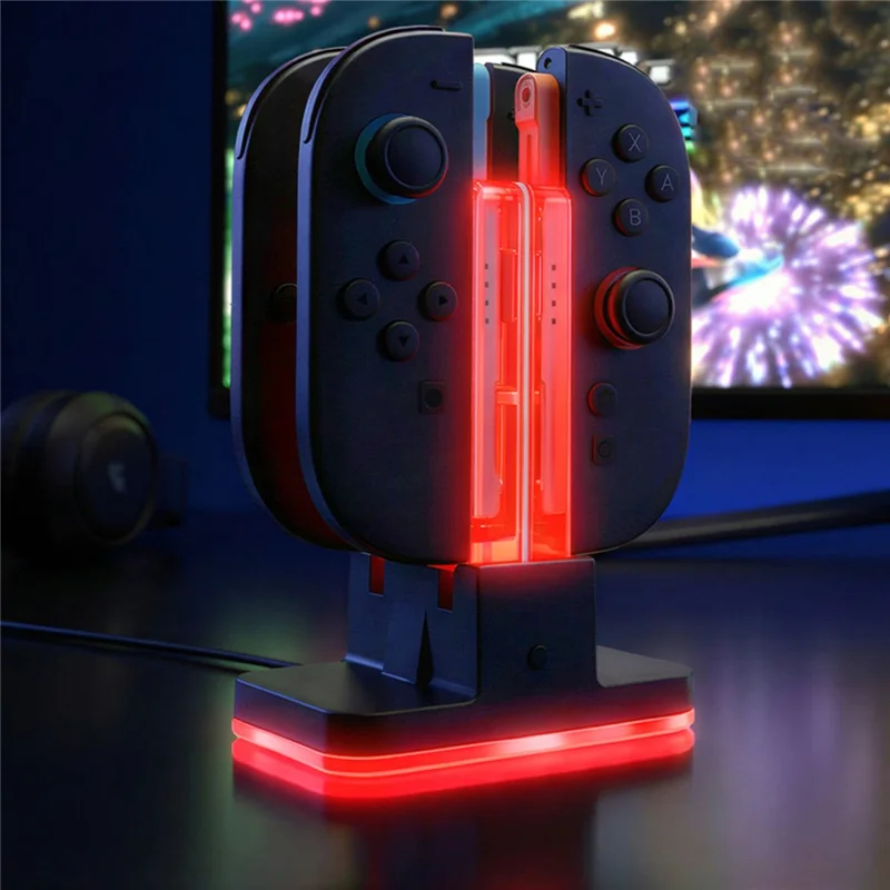 DOBE FOMIS ELECTRONICS TNS-5125 4-in-1-Ladestation für Nintendo Switch 2 / Switch / OLED Joy-Con-Controller mit RGB-Beleuchtung