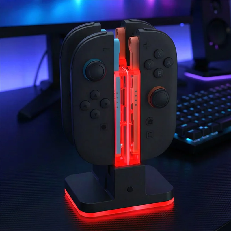 DOBE FOMIS ELECTRONICS TNS-5125 4-in-1-Ladestation für Nintendo Switch 2 / Switch / OLED Joy-Con-Controller mit RGB-Beleuchtung