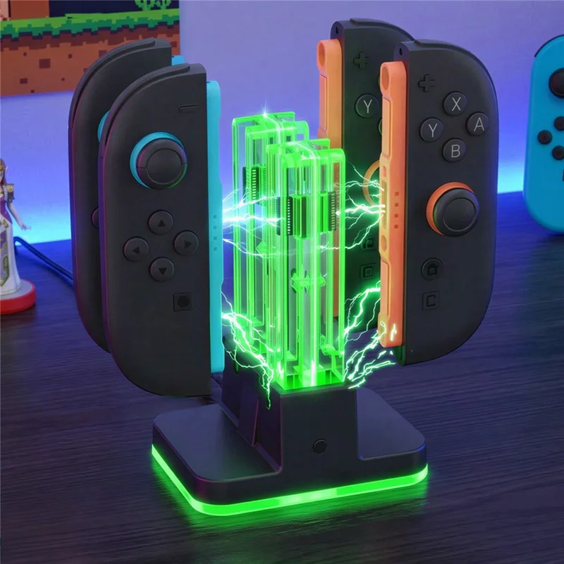 DOBE FOMIS ELECTRONICS TNS-5125 4-in-1-Ladestation für Nintendo Switch 2 / Switch / OLED Joy-Con-Controller mit RGB-Beleuchtung