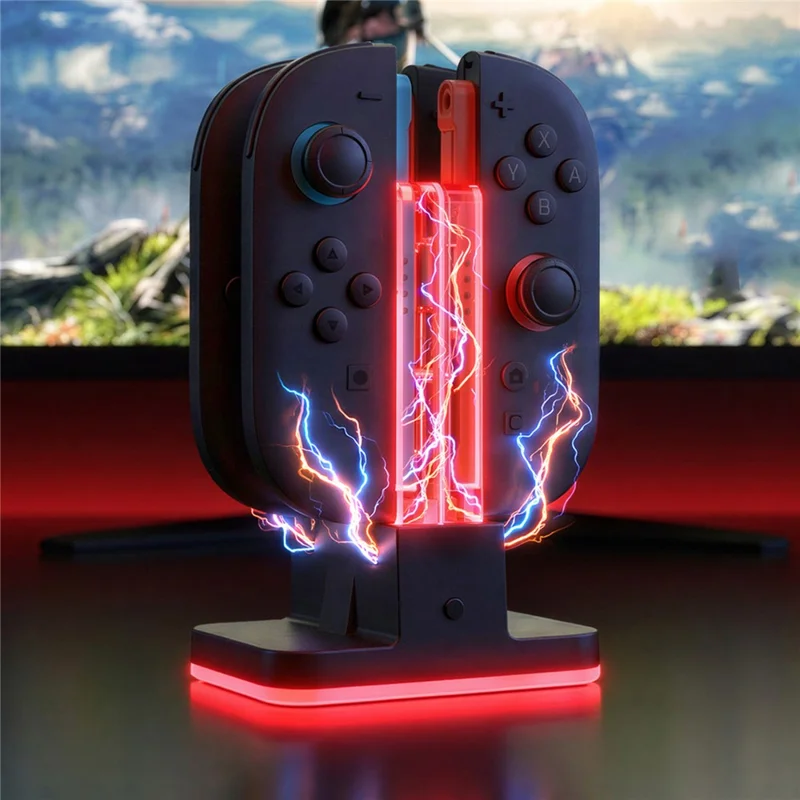 DOBE FOMIS ELECTRONICS TNS-5125 4-in-1-Ladestation für Nintendo Switch 2 / Switch / OLED Joy-Con-Controller mit RGB-Beleuchtung