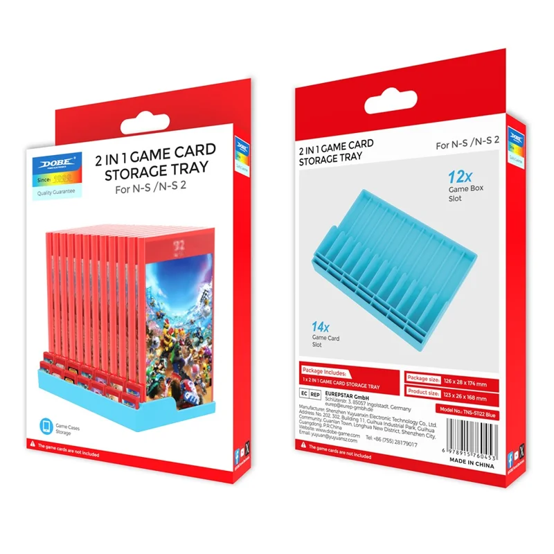 DOBE FOMIS ELECTRONICS TNS-51122 Game Card Storage Tray for Nintendo Switch 2 / Switch / OLED Game Disc Holder Stand - Blue