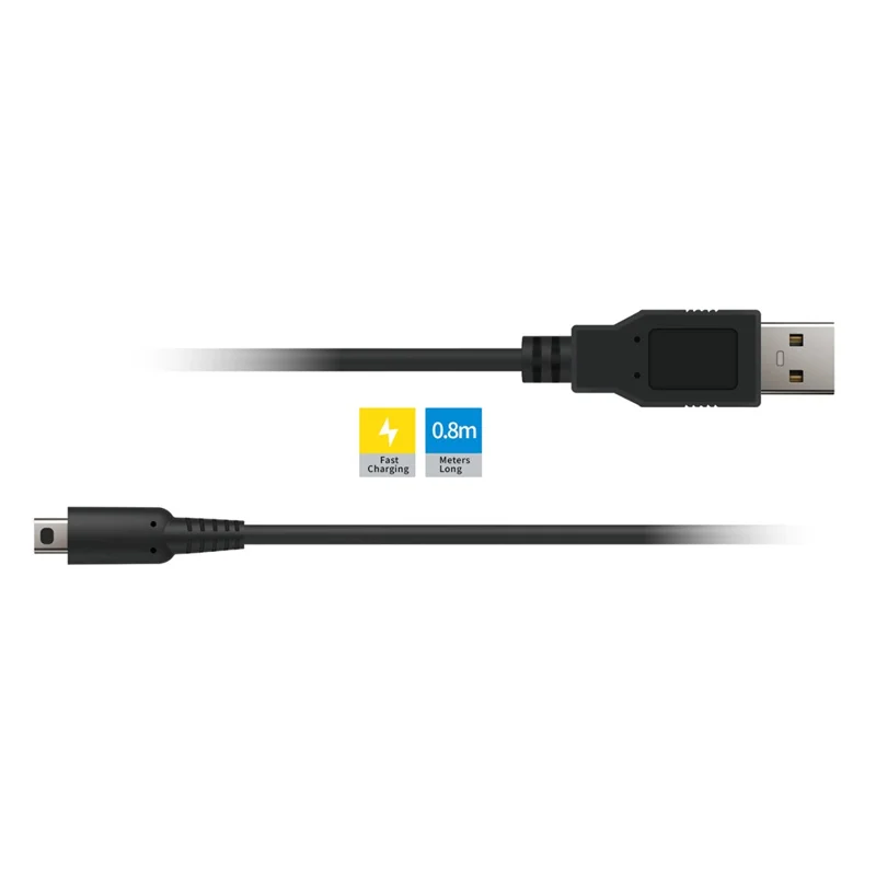DOBE FOMIS ELECTRONICS TNS-51129 0.8m USB-A to Mini-USB Charging Cable for Nintendo 3DS XL / 3DS / 2DS - Black