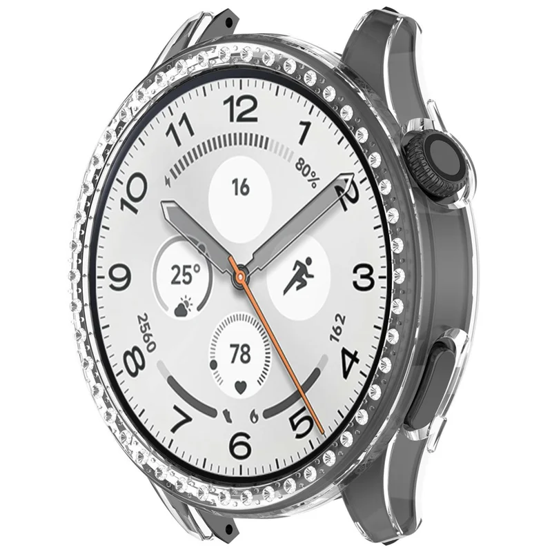 For Xiaomi Watch 5 Case Rhinestones Decor Clear PC Watch Frame Half Cover - Transparent