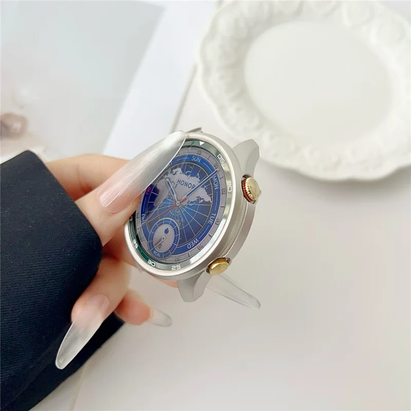 For Honor Watch 5 Pro Hard PC Watch Case Scratch Resistant Hollow Protective Cover - Matte Silver