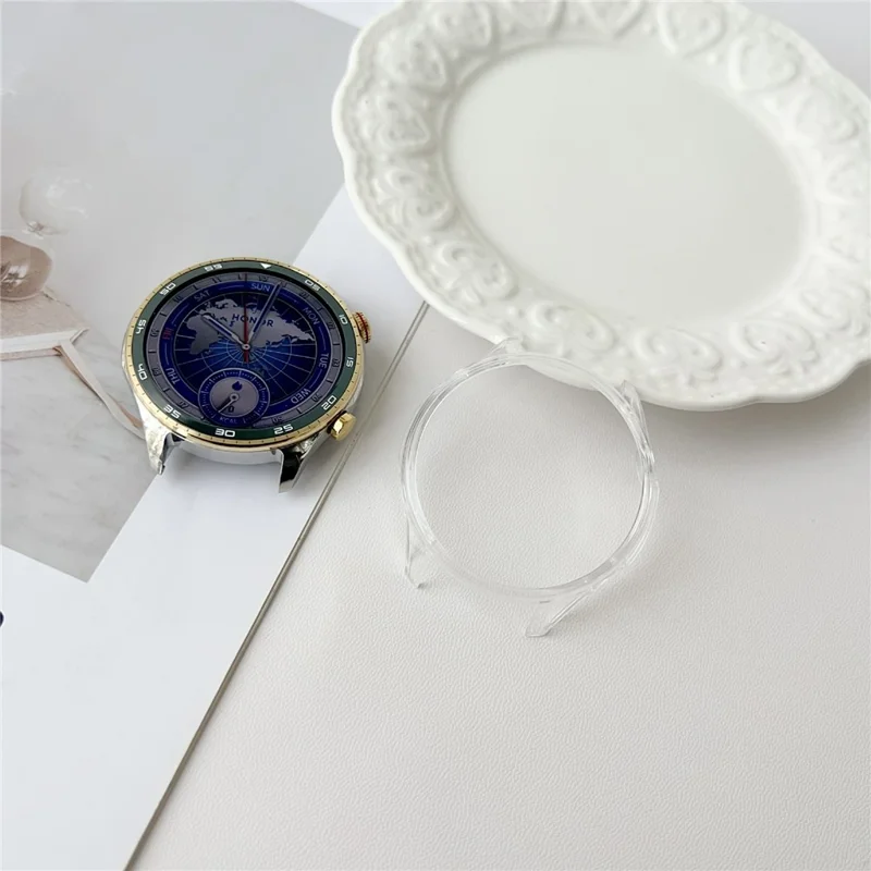 For Honor Watch 5 Pro Hard PC Watch Case Scratch Resistant Hollow Protective Cover - Matte Silver