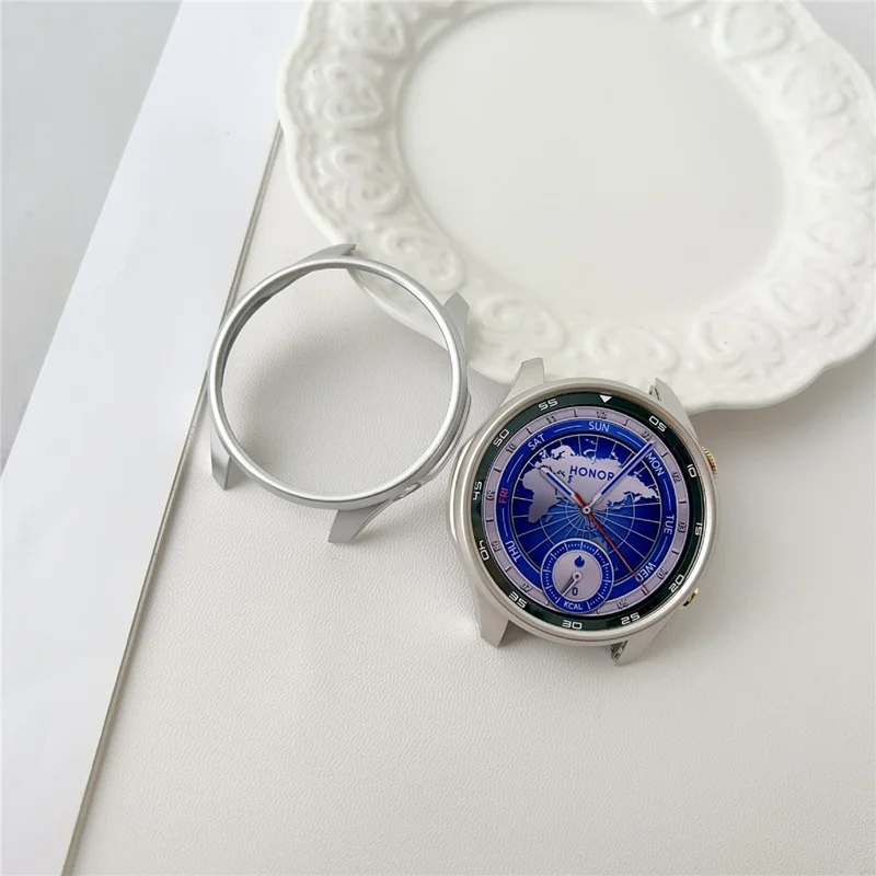 For Honor Watch 5 Pro Hard PC Watch Case Scratch Resistant Hollow Protective Cover - Matte Silver