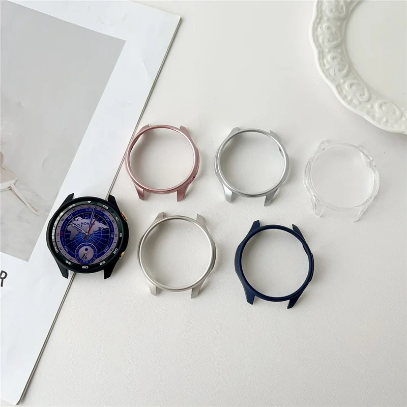 For Honor Watch 5 Pro Hard PC Watch Case Scratch Resistant Hollow Protective Cover - Matte Silver