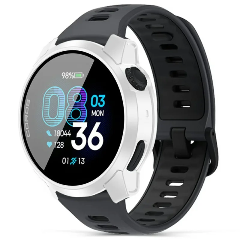 Skyddsfodral till Coros Pace 4 med PC-hölje och gehärdat glas-skärmskydd – Vit