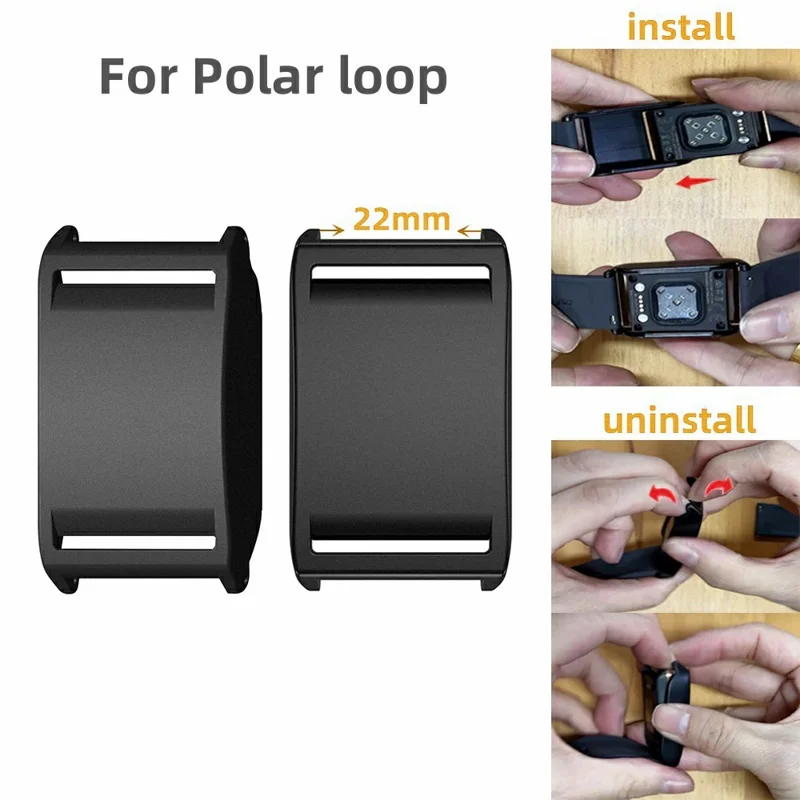22mm Schnellwechsel-Uhrenarmbandverbinder für Polar Loop PC Ersatzschließe Adapter - Schwarz