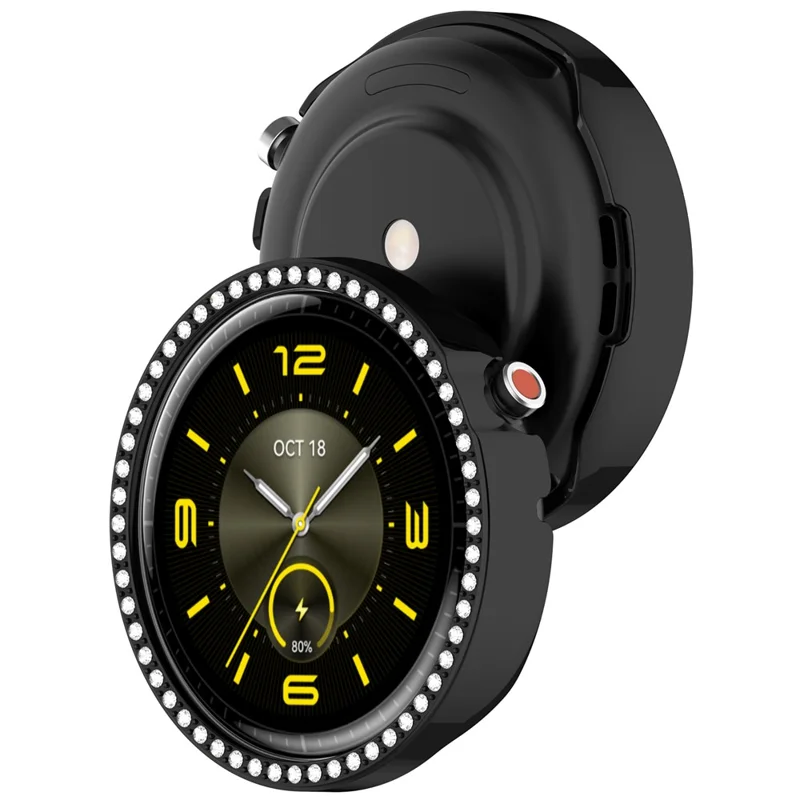 For Honor Watch GS 5 Watch Case Rhinestone Decor Hard PC Frame Protective Cover - Black