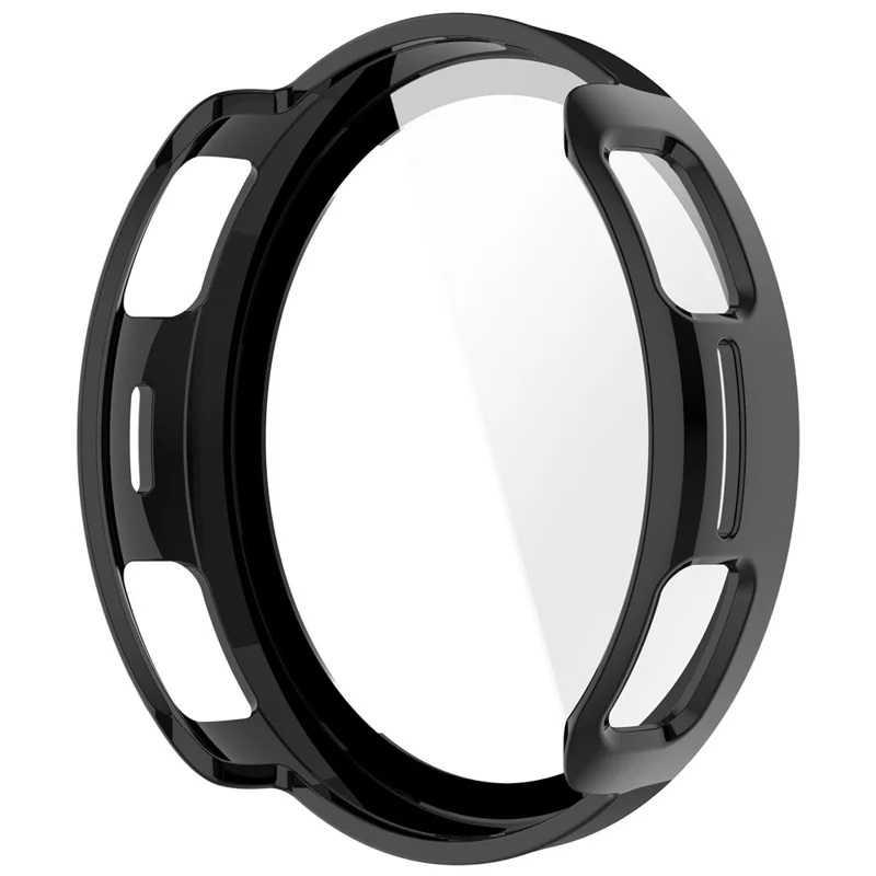 For Huami Amazfit Active 3 Premium Case Hard PC Watch Protective Cover with Tempered Glass Film - Glossy Black