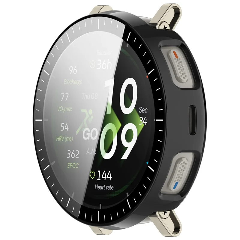 For Huami Amazfit Active 3 Premium Case Hard PC Watch Protective Cover with Tempered Glass Film - Glossy Black