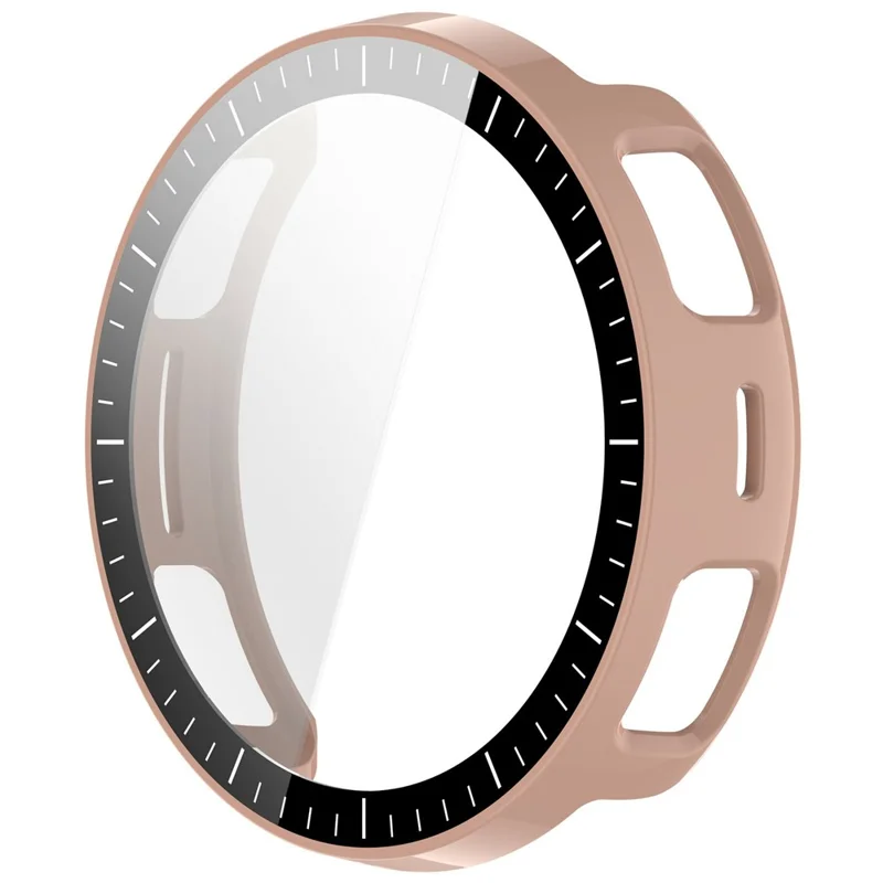 For Huami Amazfit Active 3 Premium Watch Case PC Frame Cover with Tempered Glass Screen Film - Pink