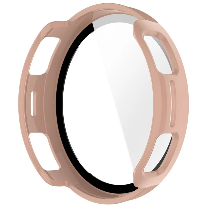 For Huami Amazfit Active 3 Premium Watch Case PC Frame Cover with Tempered Glass Screen Film - Pink