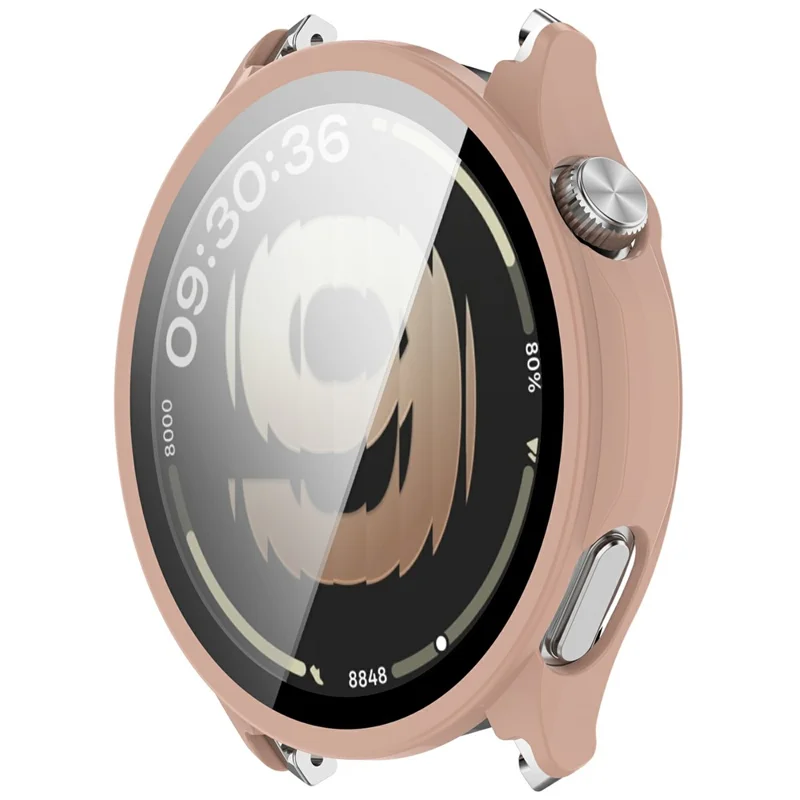 For Oppo Watch S  /  OnePlus Watch Lite Watch Case PC Frame Cover with Tempered Glass Screen Film - Pink