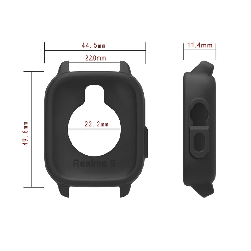 For Realme Watch 5 Watch Case Soft Silicone Hollow Watch Frame Cover - Black
