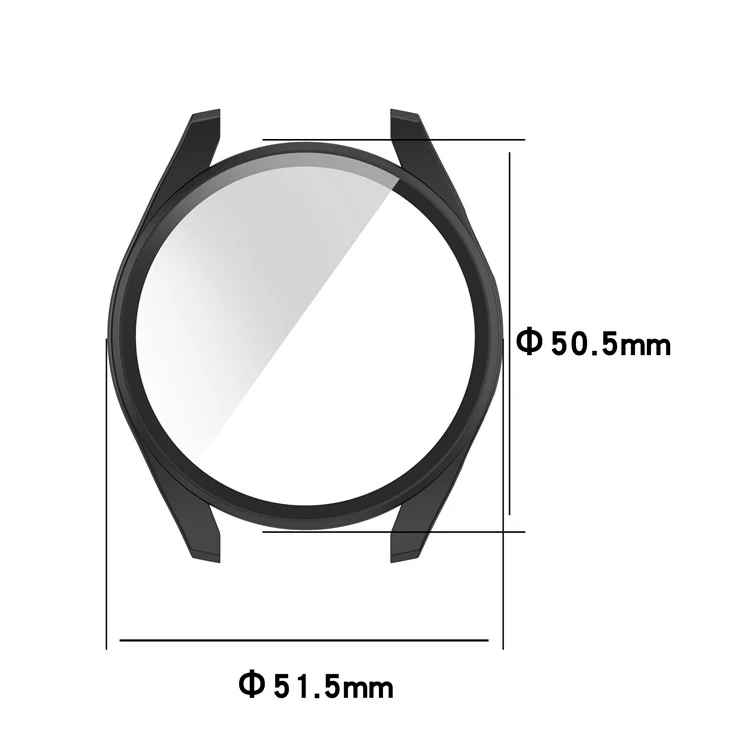 For Huawei Watch 3 Pro Full Coverage PC Protective Cover with Tempered Glass Hard Screen Protector - Black