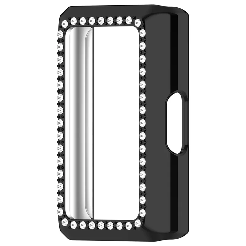 For Huawei Band 11 Pro Watch Case Rhinestone Decor Hard PC Hollow Watch Cover - Electroplating Black