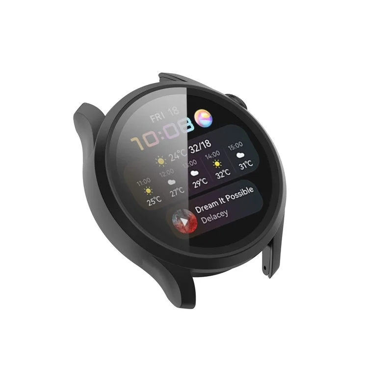 Per Huawei Watch 3 Custodia protettiva PC a tutto tondo con protezione dello schermo in vetro temperato integrata - Nero