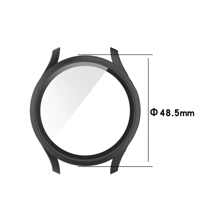 For Huawei Watch 3 All-Around PC Protective Bumper Shell Built-in Tempered Glass Screen Protector Cover - Black