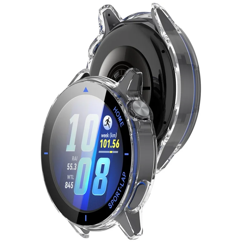 For Huawei Watch GT Runner 2 Watch Case PC Protective Cover with Tempered Glass Screen Protector - Transparent / Blue