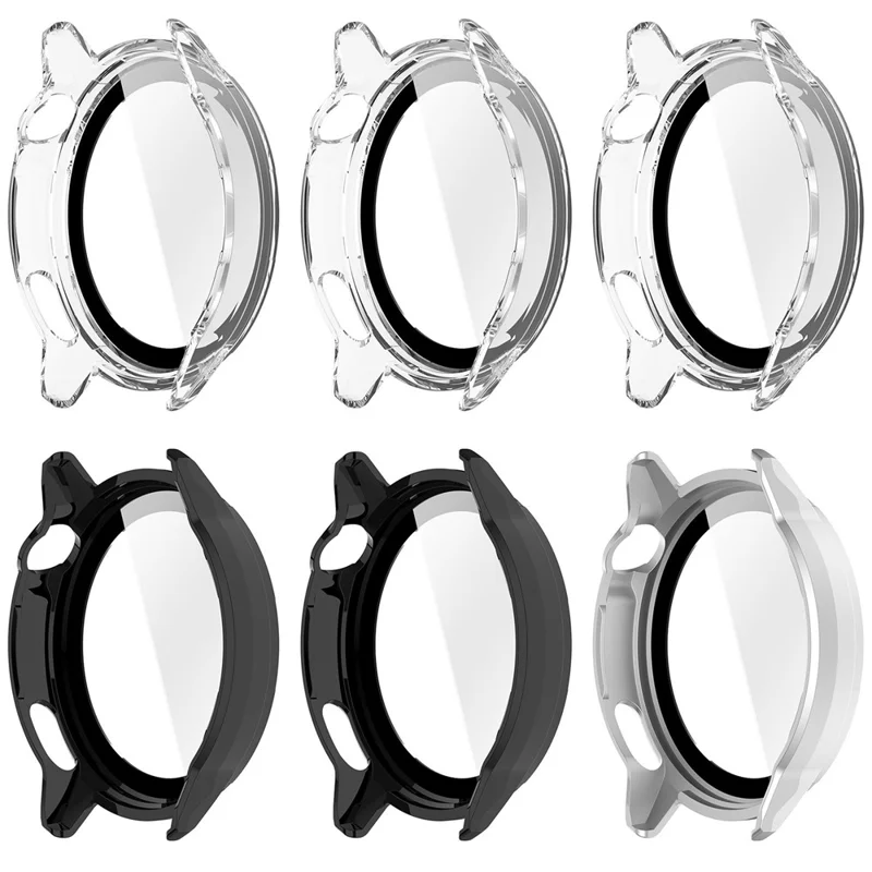 For Huawei Watch GT Runner 2 Watch Case PC Protective Cover with Tempered Glass Screen Protector - Transparent / Blue