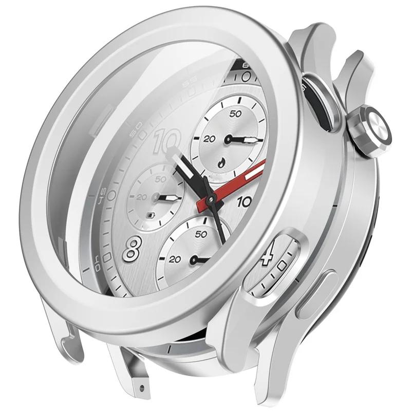 For Xiaomi Watch S5 Case Hard PC Watch Protective Cover with Tempered Glass Film - Matte Silver