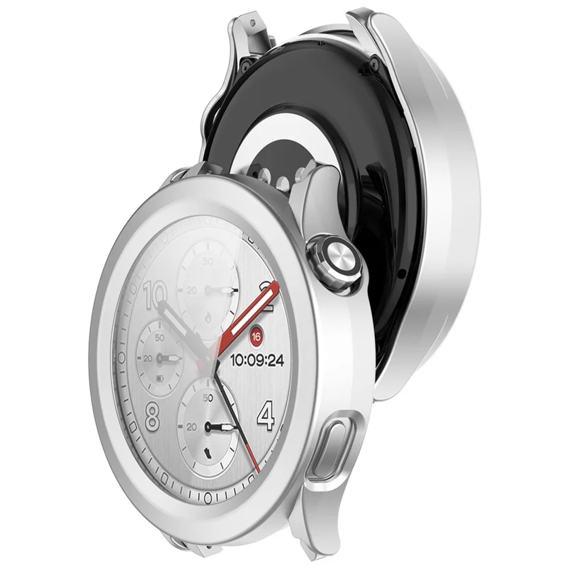 For Xiaomi Watch S5 Case Hard PC Watch Protective Cover with Tempered Glass Film - Matte Silver