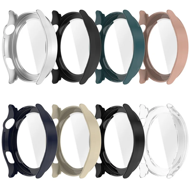 For Xiaomi Watch S5 Case Hard PC Watch Protective Cover with Tempered Glass Film - Matte Silver