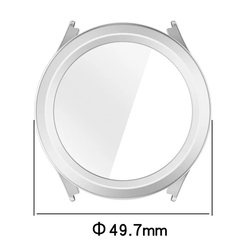 For Xiaomi Watch S5 Case Hard PC Watch Protective Cover with Tempered Glass Film - Matte Silver