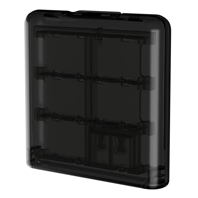 12-in-1 Game Card Storage Case for Nintendo Switch Transparent PP Plastic Protective Box with TF Card Slots - Black