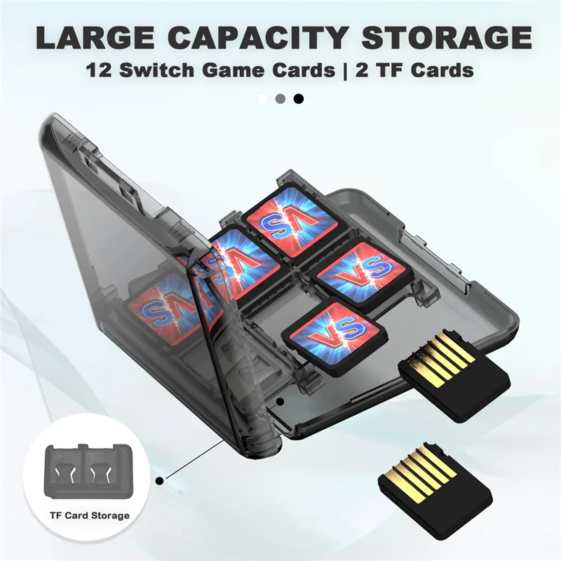 12-in-1 Game Card Storage Case for Nintendo Switch Transparent PP Plastic Protective Box with TF Card Slots - Black