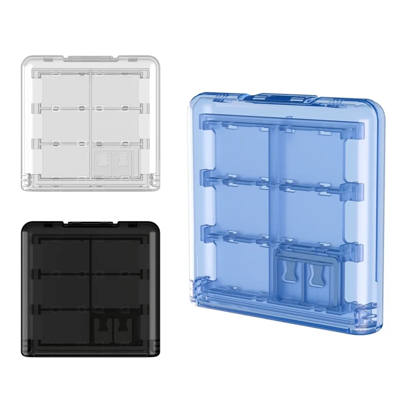 12-in-1 Game Card Storage Case for Nintendo Switch Transparent PP Plastic Protective Box with TF Card Slots - Black