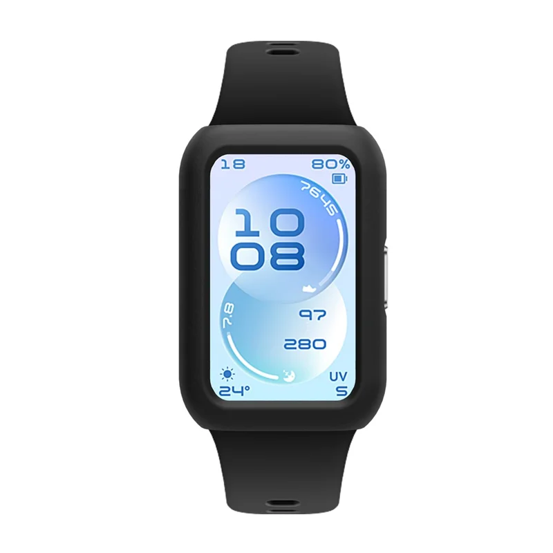 For Huawei Band 11 / 11 NFC Silicone Case Solid Color Shockproof Watch Protective Cover - Black