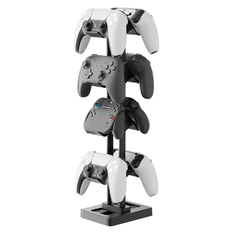 IPLAY HBS-2846 Gamepad Storage Stand 8 Controllers Charging Station for PS5 PS4 Xbox Switch Pro Desktop Organizer with Cable Management