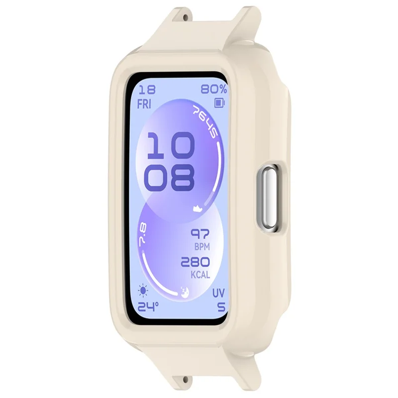 For Huawei Band 11  /  11 NFC Watch Case Hard PC Protective Cover with 12mm Button Cutouts - Antique White