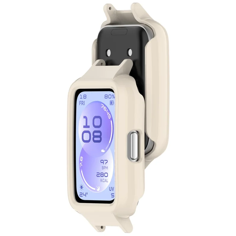 For Huawei Band 11  /  11 NFC Watch Case Hard PC Protective Cover with 12mm Button Cutouts - Antique White