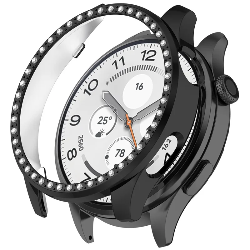 For Xiaomi Watch S5 PC Watch Protective Case Rhinestone Decor Hollow PC Watch Cover - Black