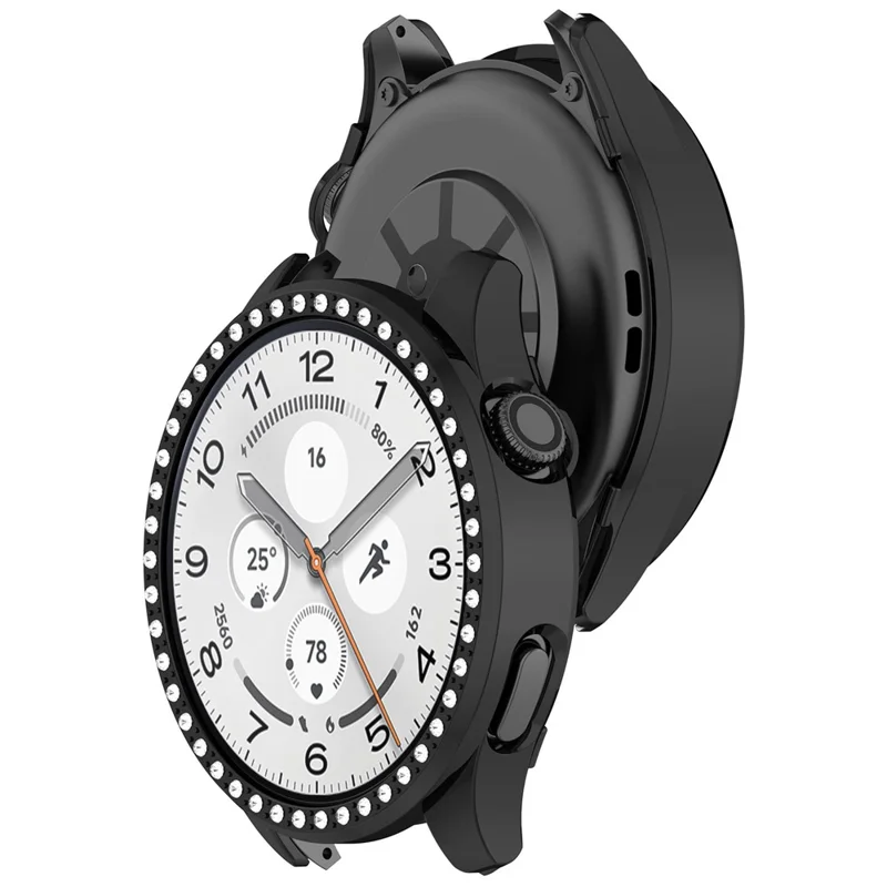 For Xiaomi Watch S5 PC Watch Protective Case Rhinestone Decor Hollow PC Watch Cover - Black