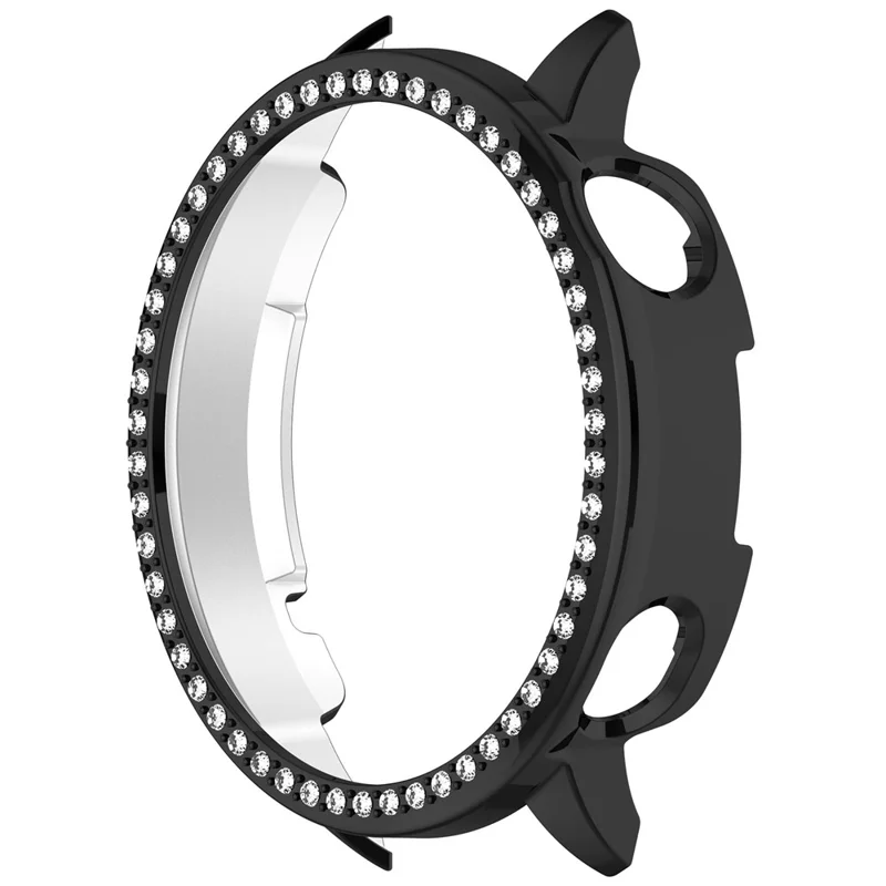 For OnePlus Watch 4 43mm / Watch 3 43mm / Oppo Watch X3 Mini / Watch X2 Mini PC Watch Protective Case Rhinestone Decor Hollow PC Watch Cover - Black