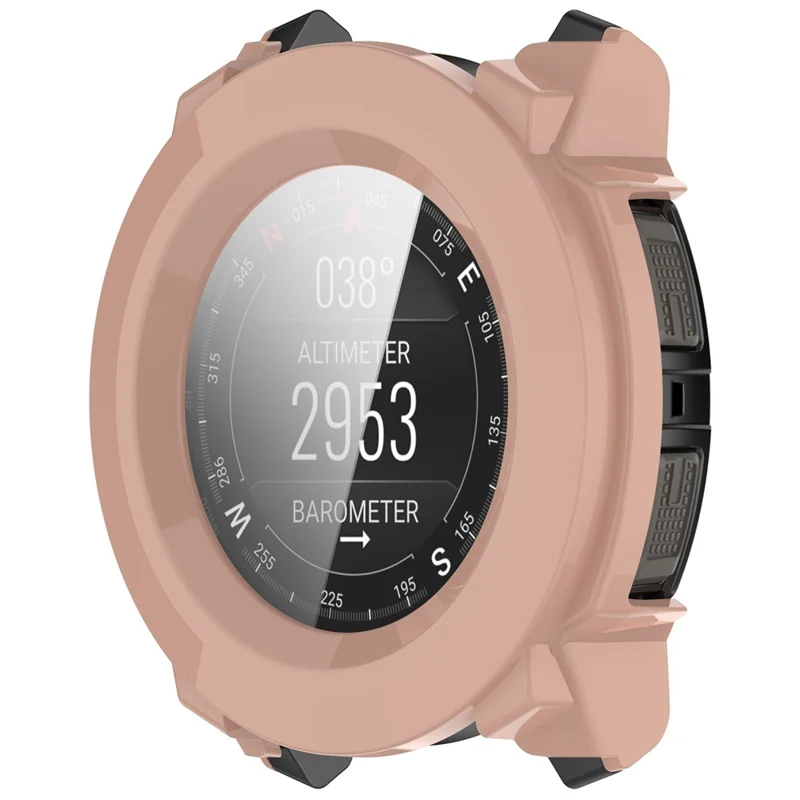 For Garmin Instinct 3 AMOLED 45mm / Instinct 3 Solar 45mm Protective Case with Tempered Glass Screen Protector PC Watch Cover - Pink