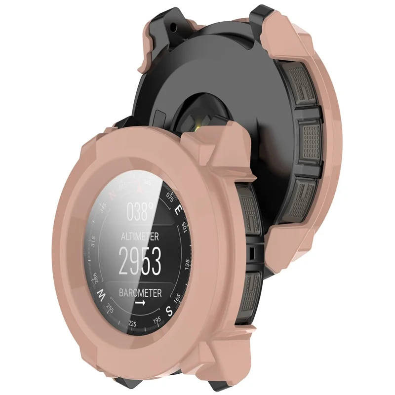 For Garmin Instinct 3 AMOLED 45mm / Instinct 3 Solar 45mm Protective Case with Tempered Glass Screen Protector PC Watch Cover - Pink