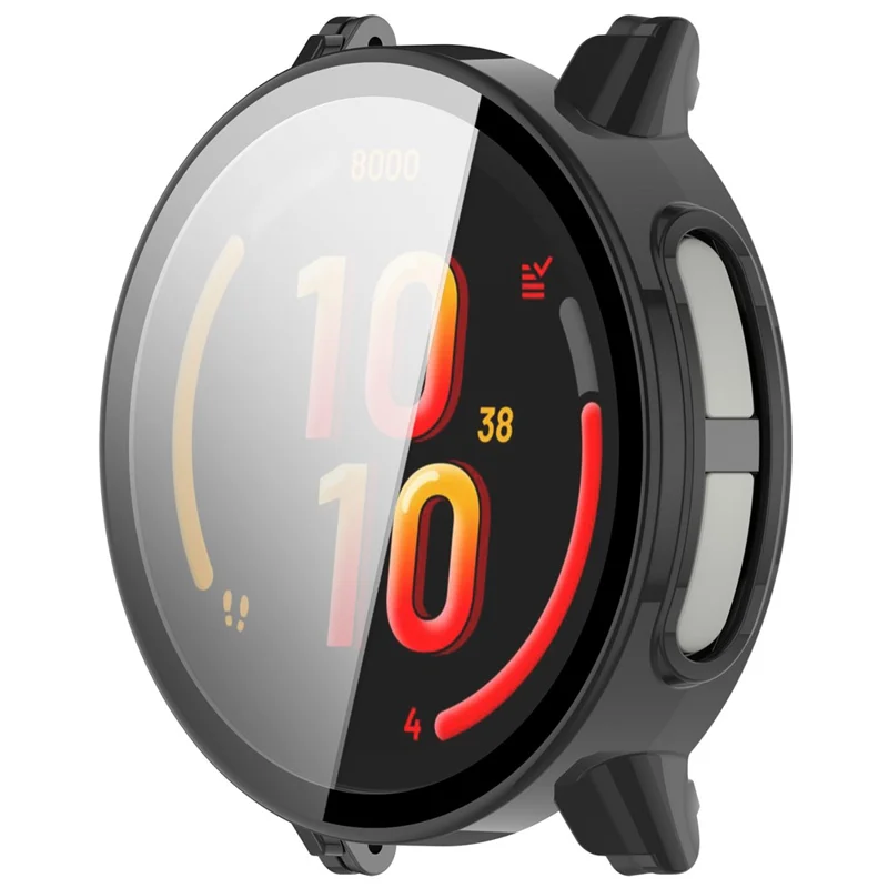 Funda para reloj Garmin Bounce 2 con marco de policarbonato y película de vidrio templado - Negro