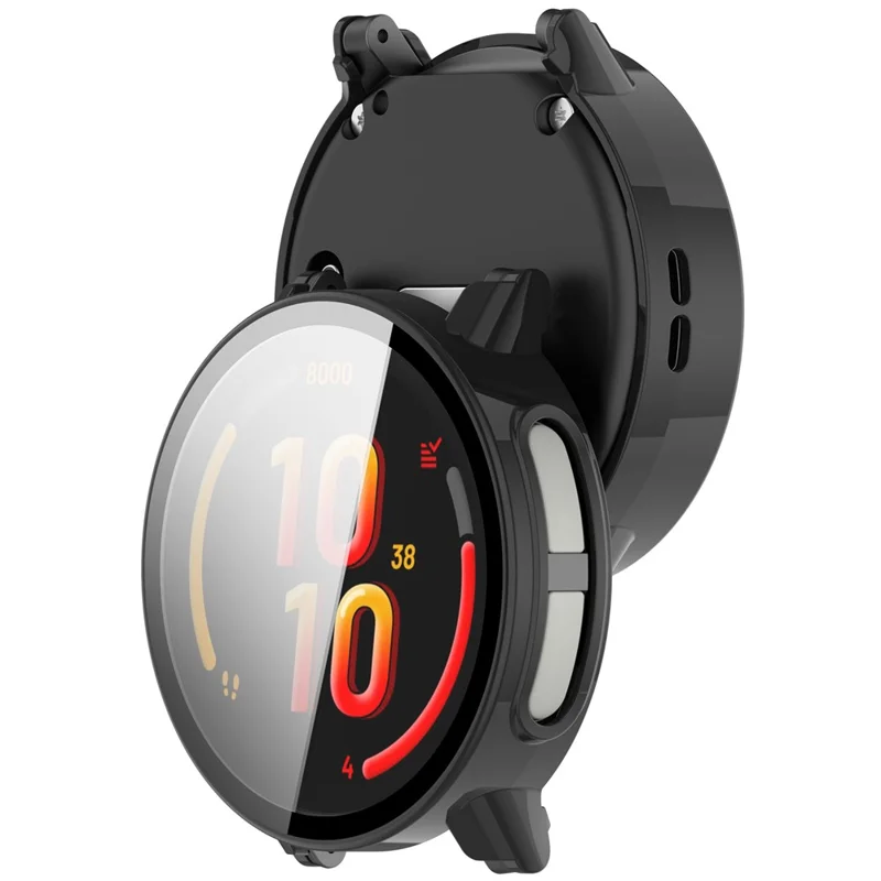 Funda para reloj Garmin Bounce 2 con marco de policarbonato y película de vidrio templado - Negro