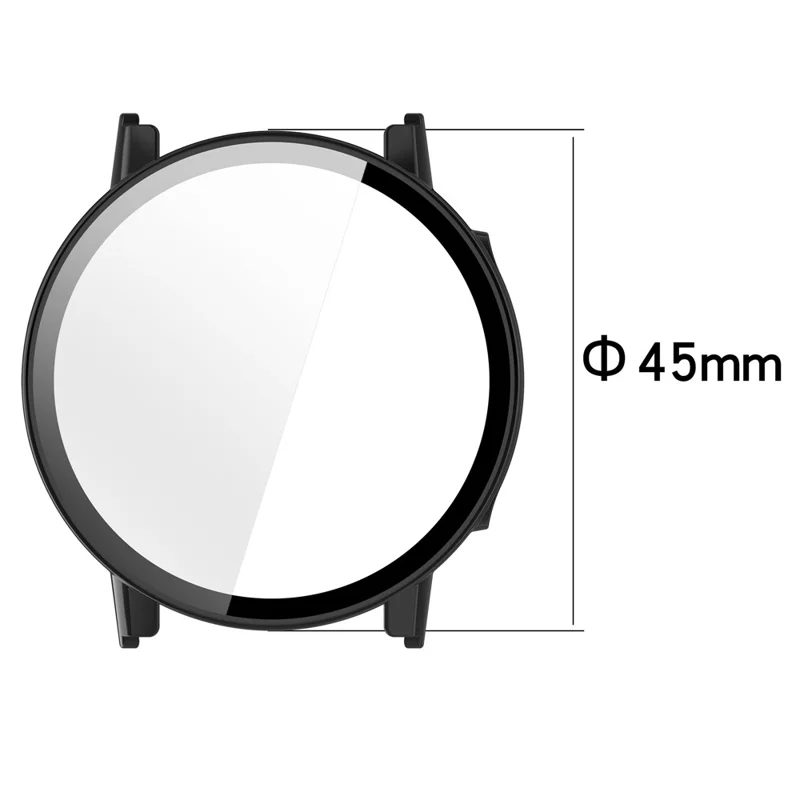 Funda para reloj Garmin Bounce 2 con marco de policarbonato y película de vidrio templado - Negro