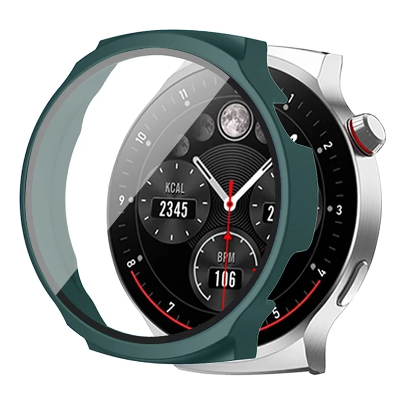 For Aigo V8 Anti Scratch Watch Case PC Protective Cover with Tempered Glass Screen Protector - Midnight Green