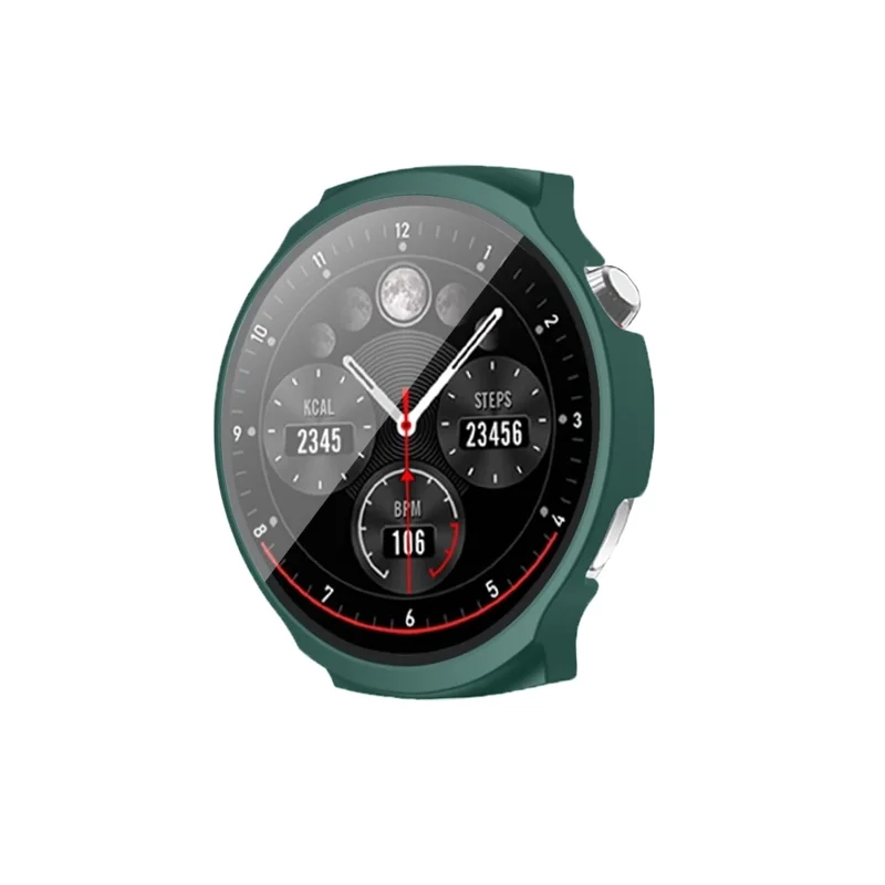 For Aigo V8 Anti Scratch Watch Case PC Protective Cover with Tempered Glass Screen Protector - Midnight Green