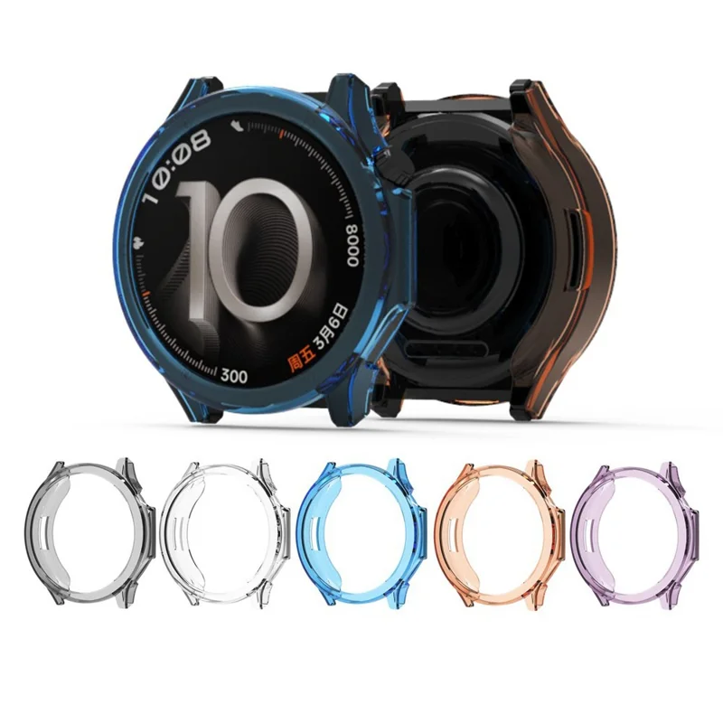 For Oppo Watch X3 Case Semi-Open TPU Protective Shell Hollow Watch Frame - Transparent Blue