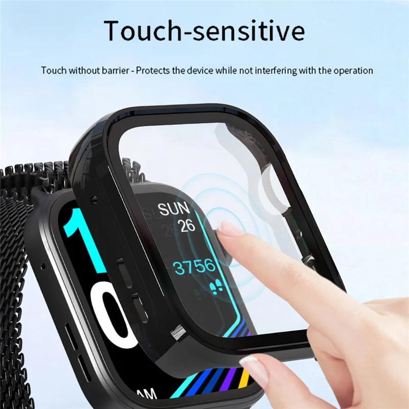 For Huawei Watch Fit 5 Pro PC Watch Case + Tempered Glass Screen Protector All Around Protective Cover - Black (Rubberized Finish)