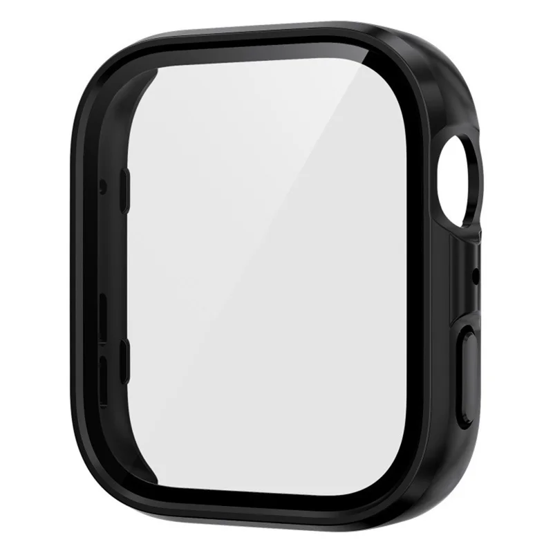 For Huawei Watch Fit 5 Watch PC Case with Tempered Glass Screen Protector 2 in 1 Full Coverage Cover - Black (Rubberized Finish)